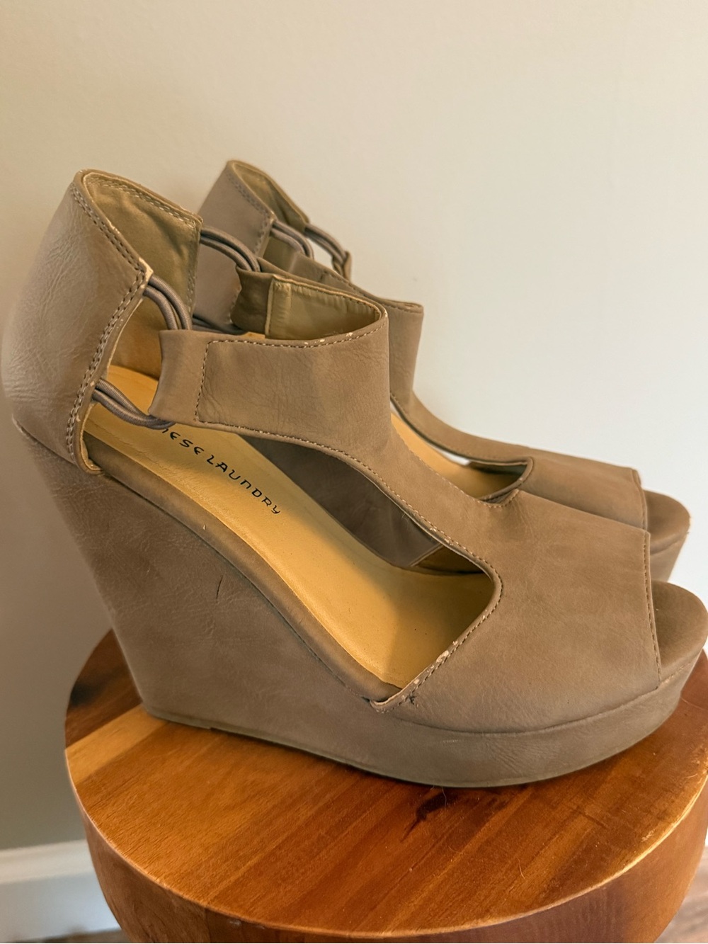Chinese Laundry Taupe Wedge Sandals